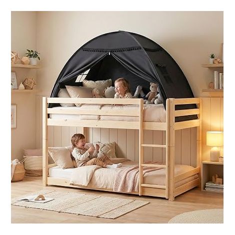 Tente de lit chambre d'enfant : grande grotte enfant avec sol lit double lit superposé, tente de jeu d'intérieur pliable tente couchage filles garçons (1/3)