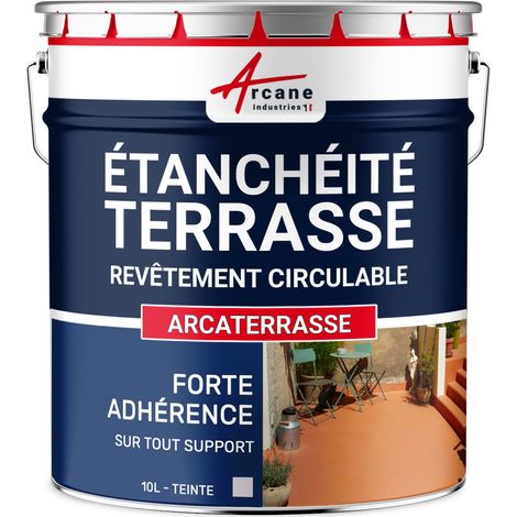 Arcane Industries – Peinture d'étanchéité pour terrasse 10 L – Résine microporeuse anti-dérapante – Protection béton et ciment – Application facile et rapide