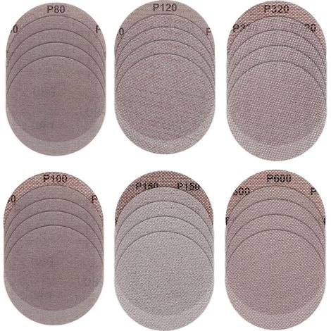 30 PCS Disques de ponçage en maille,Disques abrasifs velcro Ø 125 mm Filet de ponçage sans poussière Patins de ponçage antiblocage Papier abrasif pour ponceuses de plafond Ponceuses