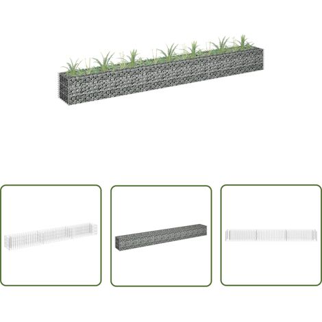 The Living Store Lit surélevé à gabion Acier galvanisé 270x30x30 cm - Jardinière À Gabion - Bac À Plantation - Border Fleuri - Décoration Extérieur - Jardin Design (1/5)