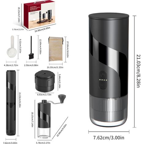 Machine à café portable, cafetière de voyage rechargeable avec USB-C, 20 bars, cafetière électrique pour le camping et les voyages, cafetière de voiture 3 en 1, compatible avec les capsules de café mo (1/5)