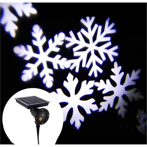Projecteur Solaire Flocon de Neige - 1 Unité - ABS Noir - LED Rotative Blanche et Couleur - Décoration Jardin Noël Fête - Portée 5m (1/5)