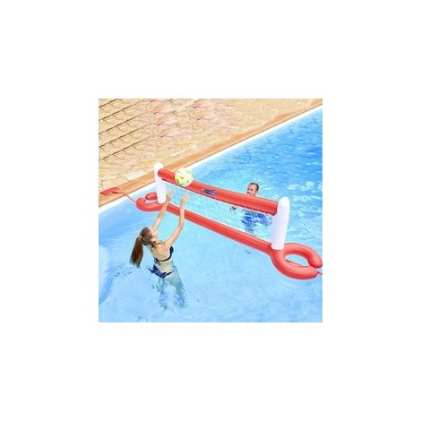 Jeu de volley ball gonflable XL pour piscine – Longueur 290 cm – Largeur 75 cm – Hauteur 50 cm – 2 poches d'eau pour stabilité – Kerlis