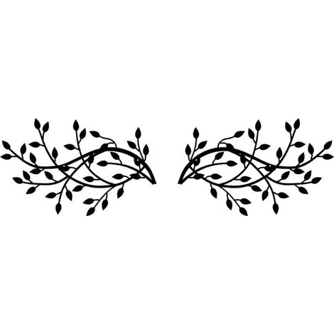 1 paire de feuilles d'arbre en métal,décorations murales en forme de feuille d'arbre en métal Motif branche d'olivier Noir(15 x 9.4 inch / 38 x 24cm) (1/5)