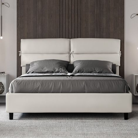 Letto matrimoniale senza rete imbottito 160x210 similpelle bianco Nandy (1/4)