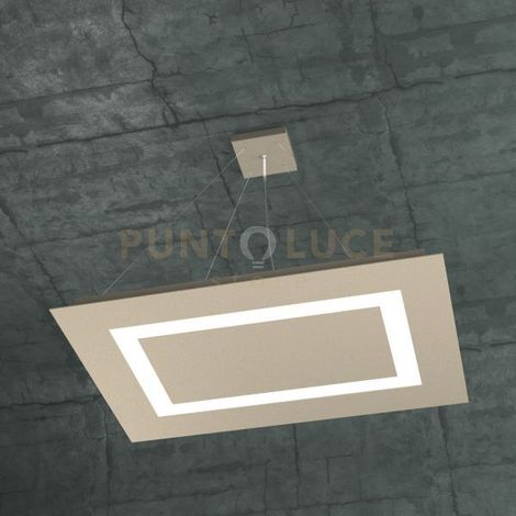 CARPET SOSPENSIONE RETTANGOLARE GRANDE 4+2 LUCI BIEMISSIONE SABBIA 1137-SRG+2-SA