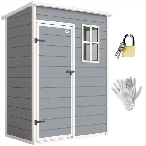 Abri de jardin 1,14 m² avec porte verrouillable fenêtre et Gris (1/5)