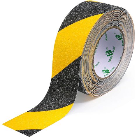 Ruban antidérapant adhésif pour escaliers, ruban de signalisation sécurité noir et jaune, dimensions 5 cm x 10 m (1/5)