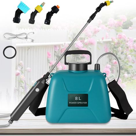 Pulvérisateur de Jardin Électrique 8L,Pulvérisateur à Batterie 7.4V,4 Buses,3 Vitesses,Lance Télescopique,Pulvérisateur Toiture,Pelouse (1/5)