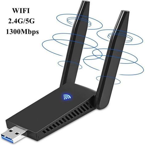 Clé USB WiFi - Leytn® - 1300Mbps - Antenne 5dBi - USB 3.0 - Compatible Windows/Mac/Linux (1/4)