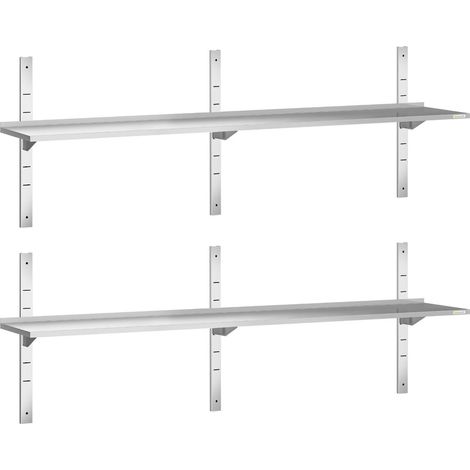 Lot de 2 étagères murales inox 2000 x 300 mm PREMIUM - GOLDINOX (1/4)