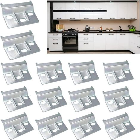 14-teiliges Set: Kleiderstangenaufhängung, Wandmontageplatte, Möbelverbinder, Wandplattenaufhänger aus Stahl für Kleiderschränke, Garderoben und Möbel (1/4)