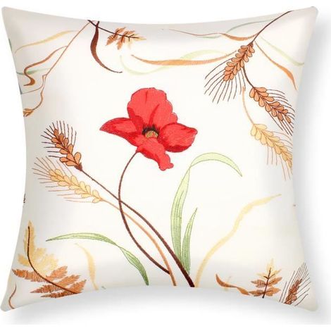 Housse de coussin - Lot de 2 - 40x40 cm - Brodée - Élégance Chic - Beige