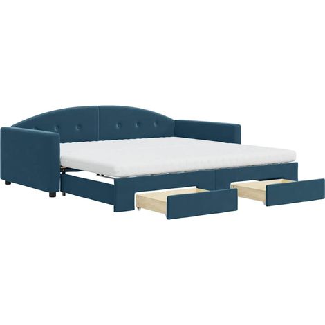 Maison Exclusive - Divano Letto Estraibile con Cassetti Blu 100x200 cm in Velluto