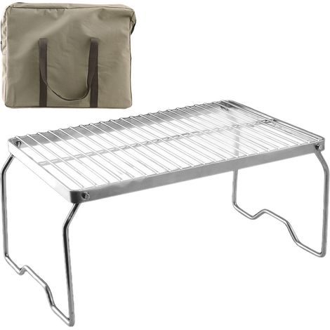 Grille de campement pliable en acier inoxydable 304, barbecue portable avec pieds et sac de transport pour camping (1/5)