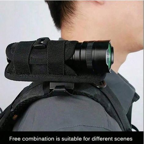 Robustes Gürtelholster für Taschenlampen, Zubehör für Jagdlampen, Überlebensausrüstung, um 360° drehbarer Lederhalter (1/5)