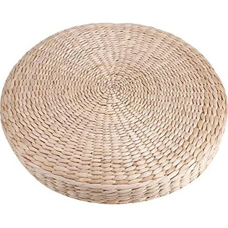 Tatami Coussin De Siège Fabriqué À La Main De Style 40CM Coussin Ronde Japonais Pad de Siège Pouf Rond Tapis De Sol Doux Tricoté Paille Plat futon Pad de Chaise pour La Méditation Zen Yoga (1/5)