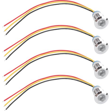 Quatre ensembles vendus ensemble, 12-24V, voyants LED bicolores étanches en métal de 12 mm (rouge et jaune). (1/5)