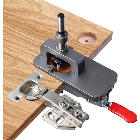 35mm caché charnière Jig avec pince, coupe en acier inoxydable style caché charnière Jig guide de forage trou poinçon localisateur kit pour armoire porte charnières insert