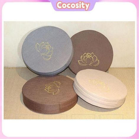 Cocosity coussin de sol Coussin de méditation rond en mousse dure, coton et lin, amovible, lavable, vente textiles Lac Bleu (1/5)
