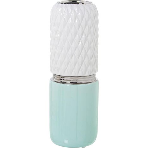 Vase Blanc Vert céramique 13 x 37 cm