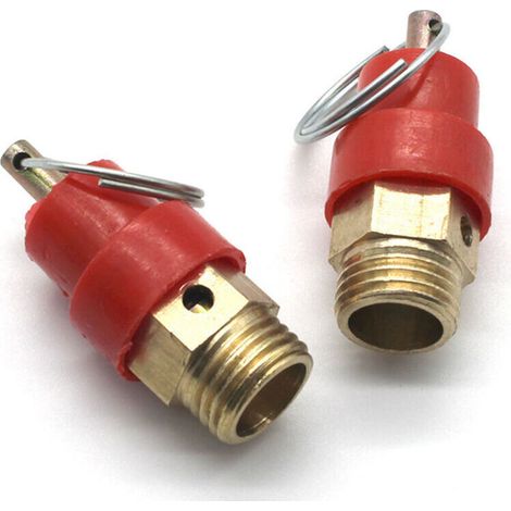 Soupape de sécurité pour compresseur d'air G1/4 mâleLimitation pression 8 kgLaiton et acier inoxydable1 unité (1/3)