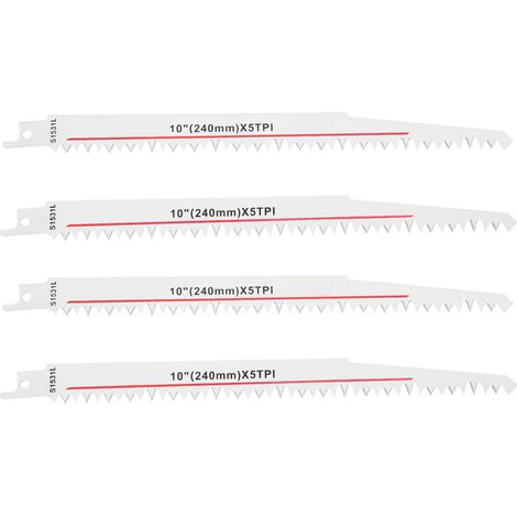 Lot de 4 lames de scie sabre HSS 240mm multifonctions pour coupe de bois en menuiserie - 5PTI (1/5)