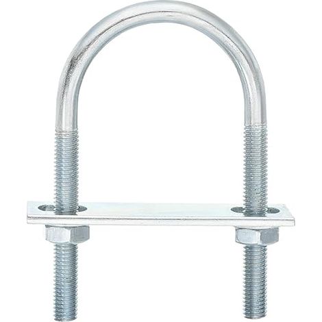 Runde U-Bügel, 4 Sätze U-Bügel aus verzinktem Kohlenstoffstahl, M8, 50 mm Innenbreite, 100 mm Länge, inklusive Muttern und Platten, für Bootsanhänger
