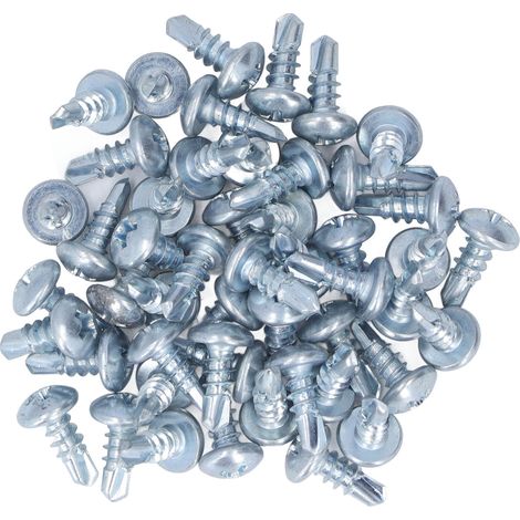 250 vis autoperceuses M4.8x13 à tête ronde cruciforme en acier au carbone galvanisé blanc (1/5)