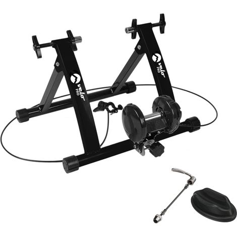 Support d'Entraînement pour Vélo en Noir à Résistance Magnétique 6 Niveaux de Résistance Cadre Pliable Compatible avec Vélos à Roulettes de 26 à 28 Pouces et 700C Support de Stabilité