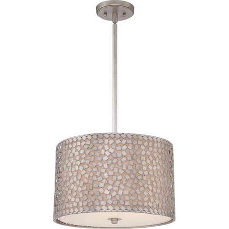 Elstead Confetti - Plafonnier rond moyen à 3 ampoules, argent vieilli, E27 (1/5)