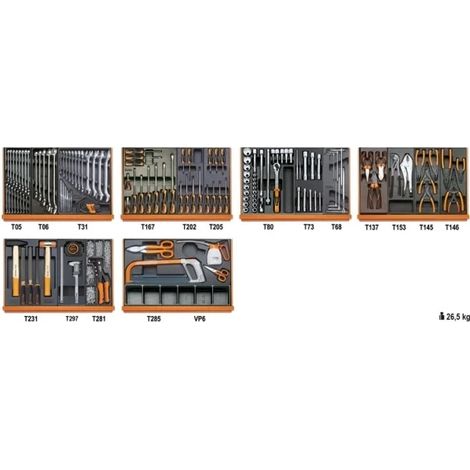 Beta 5904VI/3T Assortimento utensili manutenzione industriale in termoformati 142 Pz.