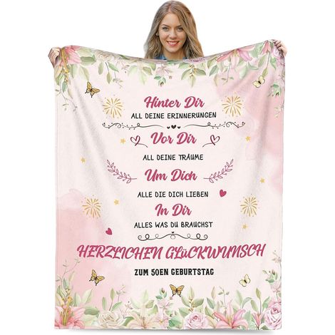 Coperta 50° Compleanno Donna Morbida Regalo Ideale 130x150 cm (1/5)