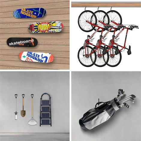 Crochet de vélo 8 pièces, support de vélo adapté à une utilisation polyvalente, à visser, pour abri,garage, jardin, revêtement plastique pour support (1/3)