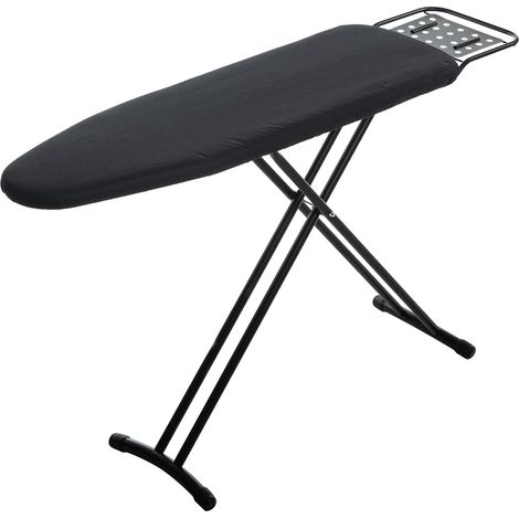 table à repasser avec repose-fer, pliable, hauteur réglable avec housse résistante à la chaleur et support antidérapant Noir 121 x 41 cm (1/5)