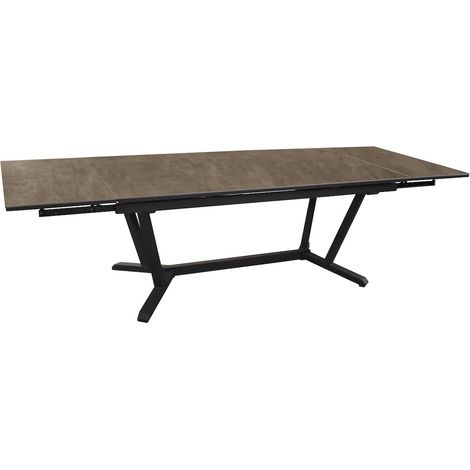 PROLOISIRS Table de repas extensible en aluminium et céramique KEDRA – VITA 180/230/280 x 100 – Allonges en bout – Coloris graphite et Meraki A