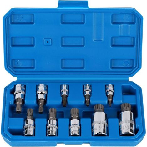 Enowelir Douille Torx Male 1/2'', 1/4'', 3/8'', Embout Torx 12 Pans M4 M5 M6 M8 M10 M12 M14 M16 M18, Douille Allen avec Boîte (1/4)