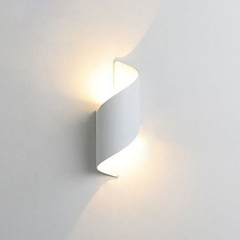 Applique murale LED KUKAK pour intérieur/extérieur, 10 W, blanc froid 6000 K, éclairage moderne vers le haut et vers le bas, étanche IP65, applique murale en métal spiralé pour bar, chambre, blanc fro (1/5)