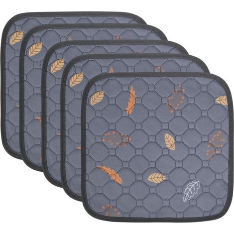 Set mit 5 waschbaren, saugfähigen Sunheir-Matten, wiederverwendbar, wasserdicht, für Haustiere (Blattmuster - dunkelgrau, 30 x 30 cm) (1/5)