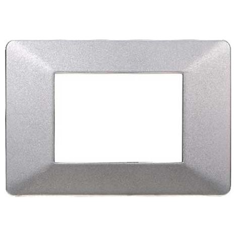 Plaque compatibles Vimar Plana 3 modules plastique couleur argent Ettroit EV83306