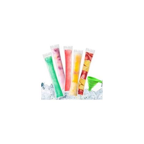100 Pcs Disposable Ice Popsicle Mold Bagsbpa Free Freezer Tubes With Zip Seals- (1/5)