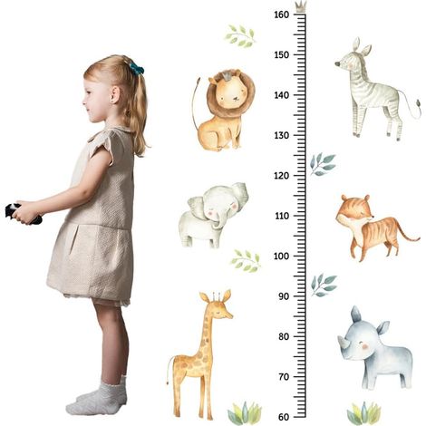Wandaufkleber mit Größenmessskala für Waldtiere (50–150 cm), Dekoration für Jungen- und Mädchenzimmer