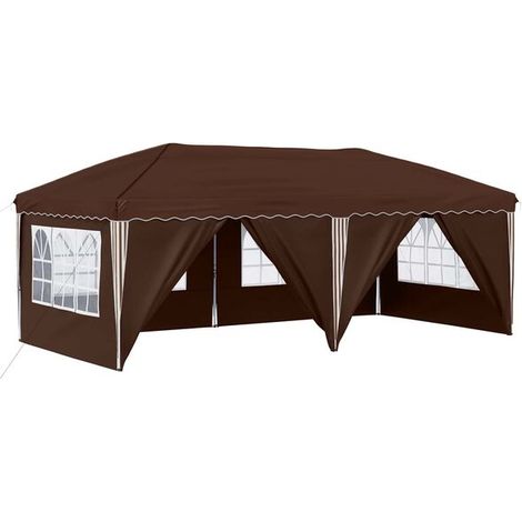 Tente de réception portable marron, dimensions : 575 x 288 x 245 cm (1/5)
