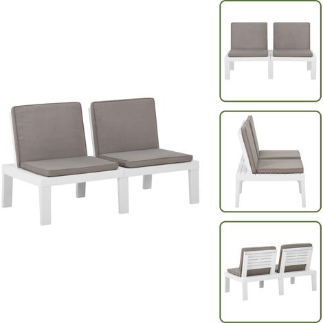 The Living Store Panchina da Giardino con Cuscino in Plastica Bianca - Cuscino da giardino