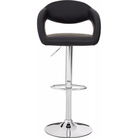 Interiors by Premier Black Faux Leather Bar Chair, Backrest Breakfast Bar Chair, Footrest Living Bar Chair Kitchen (1/5)