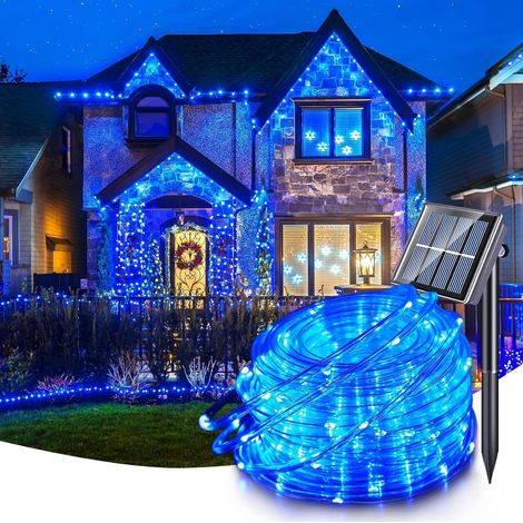 Guirlande lumineuse solaire étanche LED 200 DEL guirlande 22 m 72 pi 8 modes télécommande tube solaire flexible jardin terrasse fête (1/5)