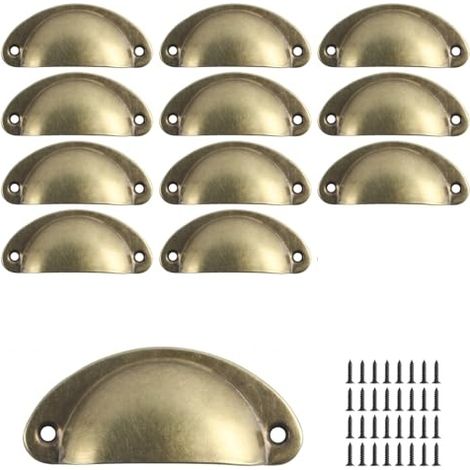 12 poignées en forme de coquillage, poignées et boutons de porte de placard de cuisine semi-circulaires vintage