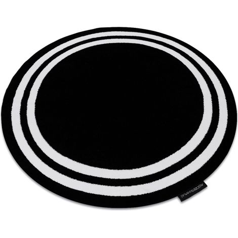 Teppich HAMPTON Rahmen Kreis schwarz black rund 140 cm