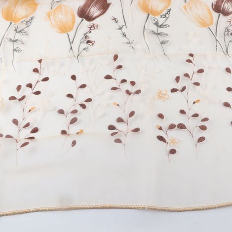 Voile imprimé tulipe 100x200 cm pour décoration fenêtre et balcon orange (1/5)