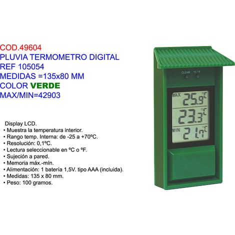 Termómetro Digital Pluvia Verde Max/Min 105054135x80 mm